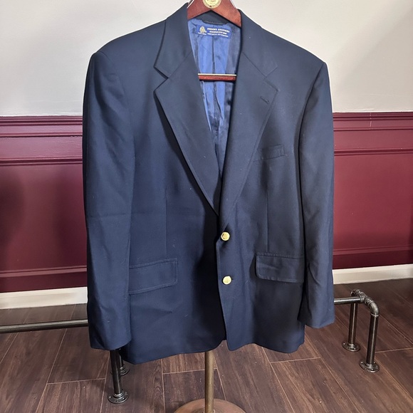 Brooks Brothers VINTAGE branded gold buttons new wool blazer navy - Picture 1 of 11